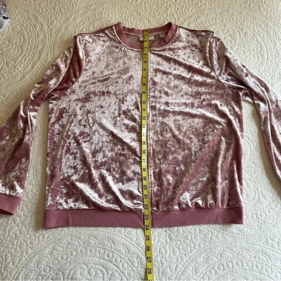 Crushed Velvet Bomber Jacket Women's Large Pink Front Zipper Light Top Y2K Glam - Picture 10 of 16